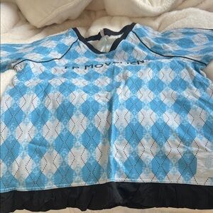 FP Movement by Free People Blue and White Argyle Top